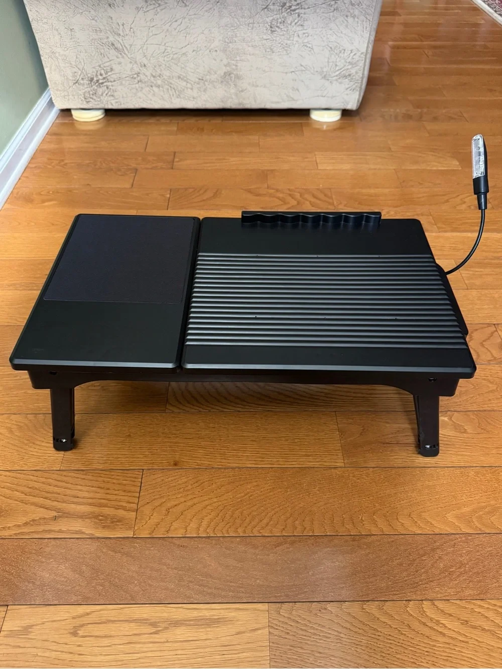 Folding Adjustable Black Laptop Notebook Table Bed Desk with LED Light